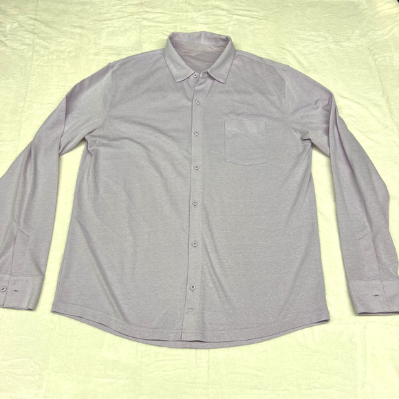 Fabletics Shirt Mens Large Purple Knit Dash Performance Button Down Athleisure - Picture 1 of 7